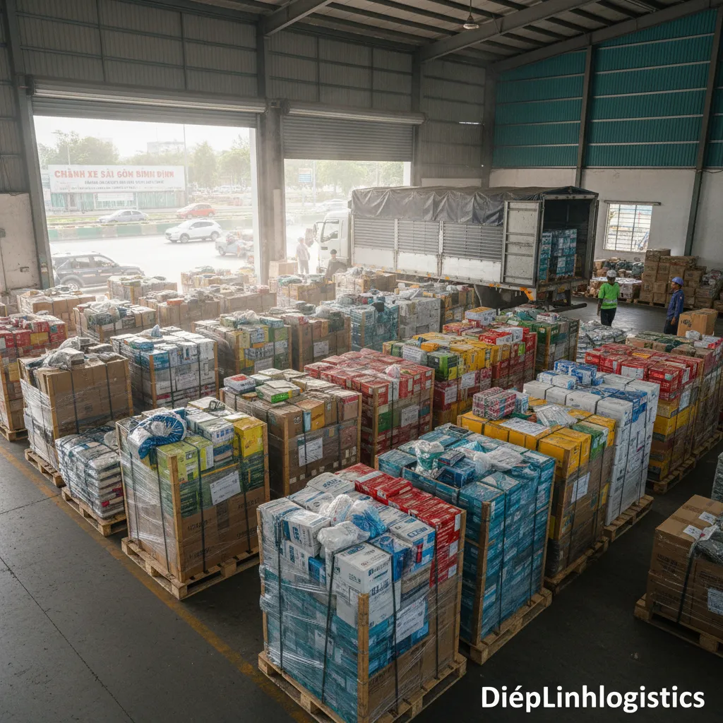 Hàng ghép pallet chất chồng