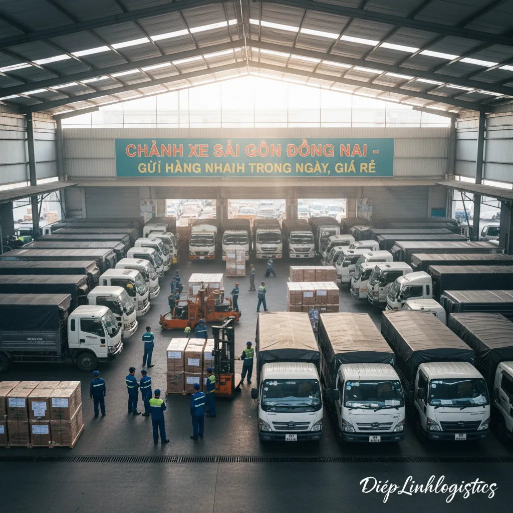 2. Kho hàng chành xe tấp nập