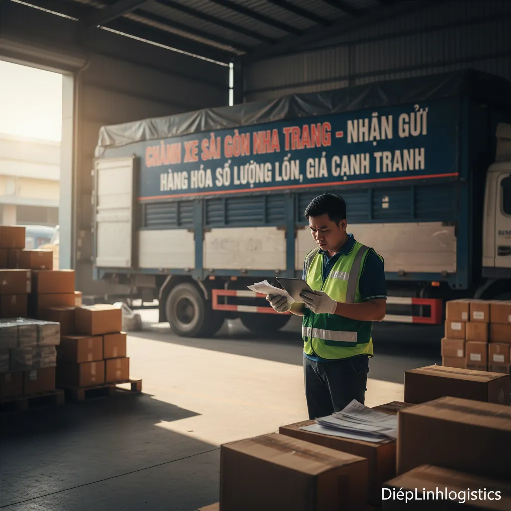 Nhân viên logistics kiểm tra vận đơn